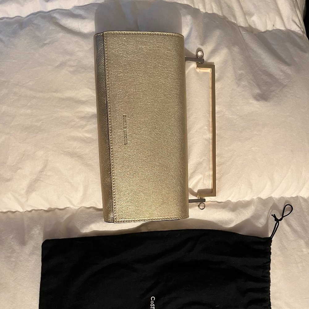 CoSTUME NATIONAL white gold evening bag, great condition